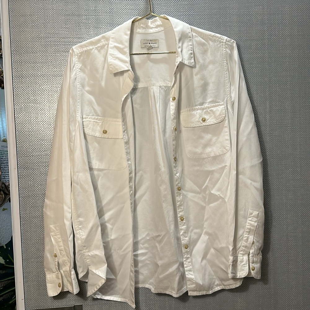 Lucky Brand White Classic Button-up Size M - Picture 8 of 15